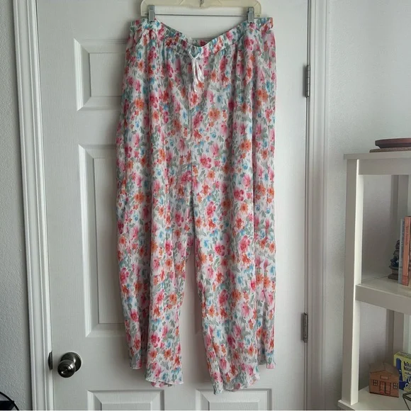 Polagram high waisted floral lined wide leg pants size 2x - Picture 2 of 5
